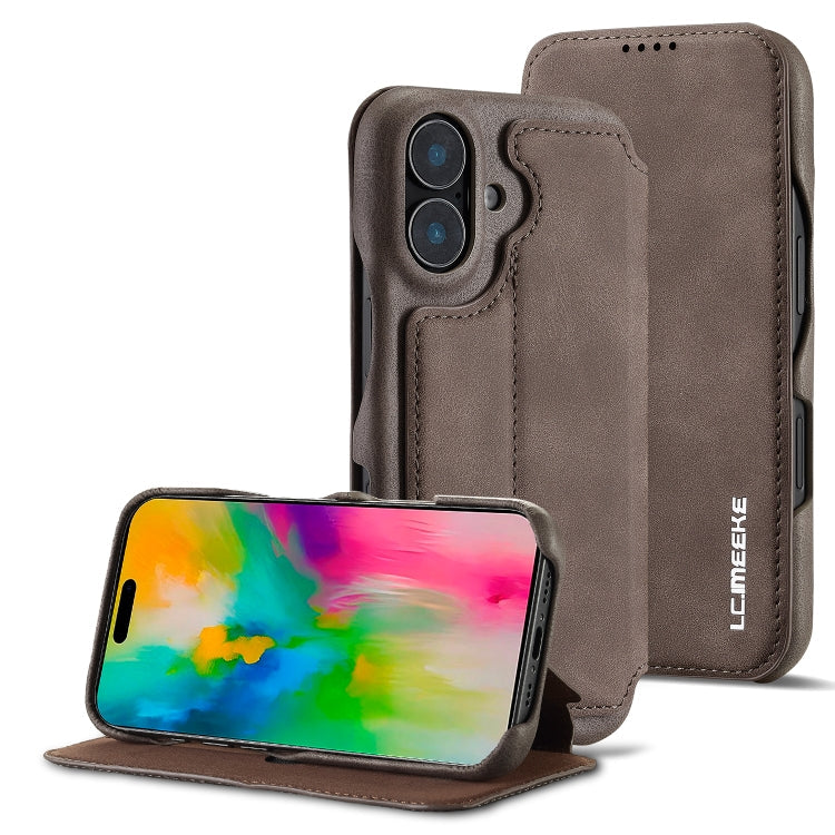 For iPhone 15 Plus LC.IMEEKE Hon Ancient Series Flip Leather Phone Case(Coffee)