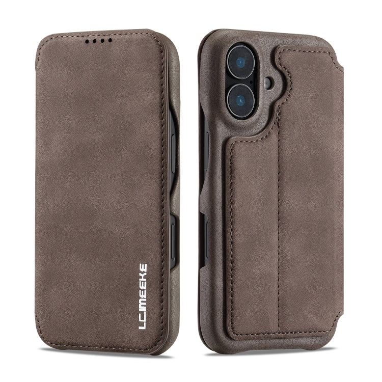 For iPhone 15 Plus LC.IMEEKE Hon Ancient Series Flip Leather Phone Case(Coffee)