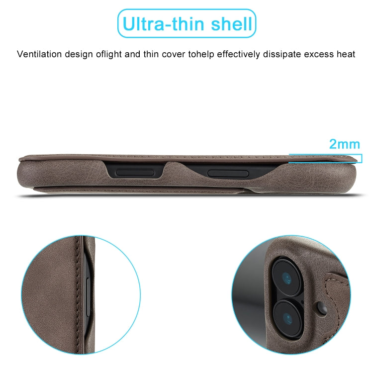 For iPhone 15 Plus LC.IMEEKE Hon Ancient Series Flip Leather Phone Case(Coffee)