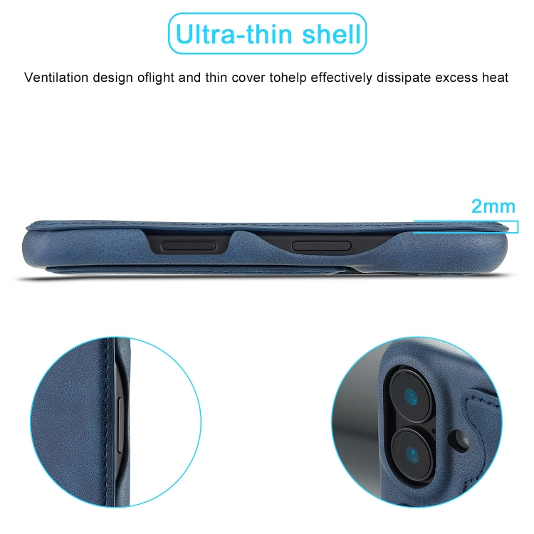 For iPhone 15 Plus LC.IMEEKE Hon Ancient Series Flip Leather Phone Case(Blue)