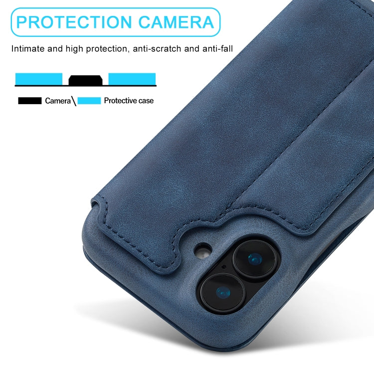For iPhone 15 Plus LC.IMEEKE Hon Ancient Series Flip Leather Phone Case(Blue)