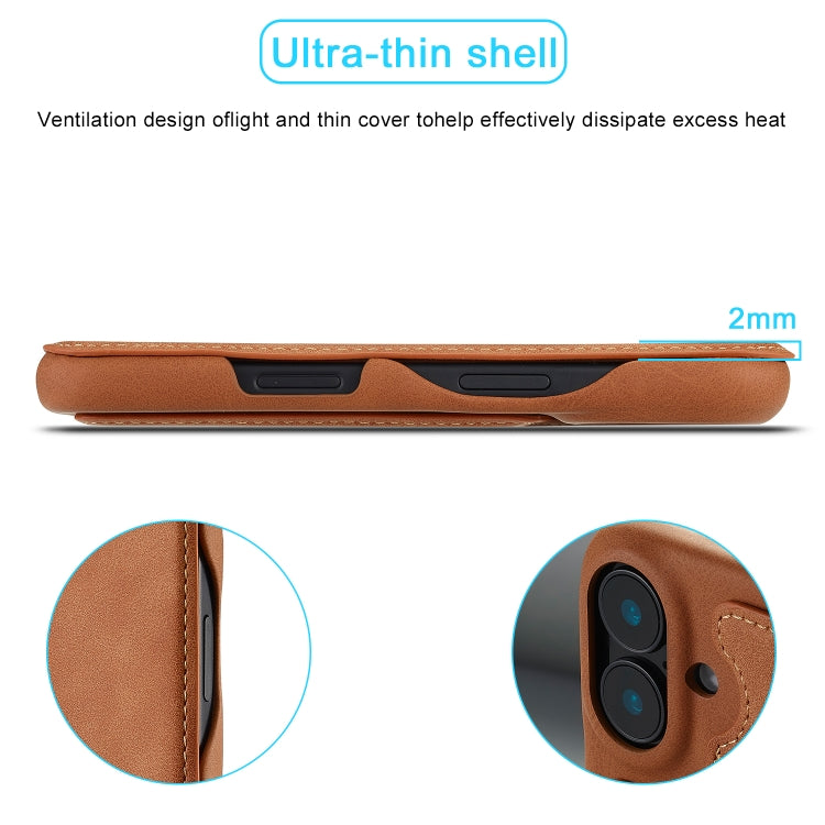 For iPhone 15 Plus LC.IMEEKE Hon Ancient Series Flip Leather Phone Case(Brown)