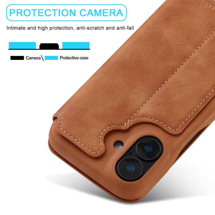 For iPhone 15 Plus LC.IMEEKE Hon Ancient Series Flip Leather Phone Case(Brown)