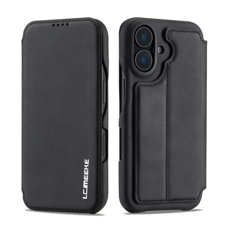 For iPhone 15 LC.IMEEKE Hon Ancient Series Flip Leather Phone Case(Black)