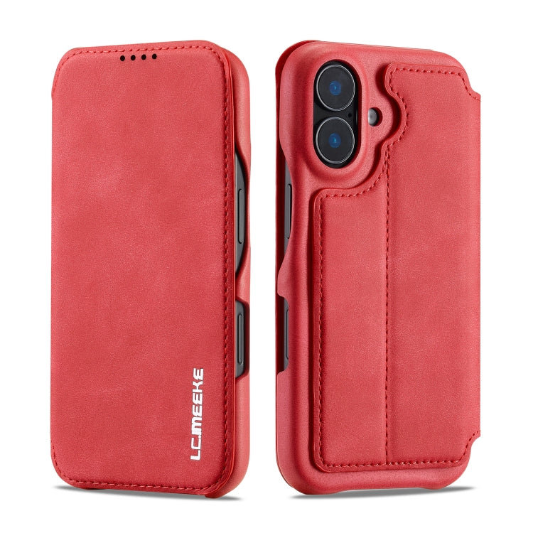 For iPhone 15 LC.IMEEKE Hon Ancient Series Flip Leather Phone Case(Red)