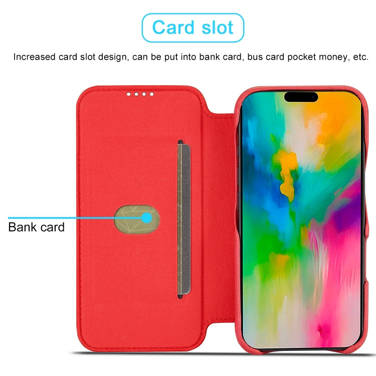 For iPhone 15 LC.IMEEKE Hon Ancient Series Flip Leather Phone Case(Red)