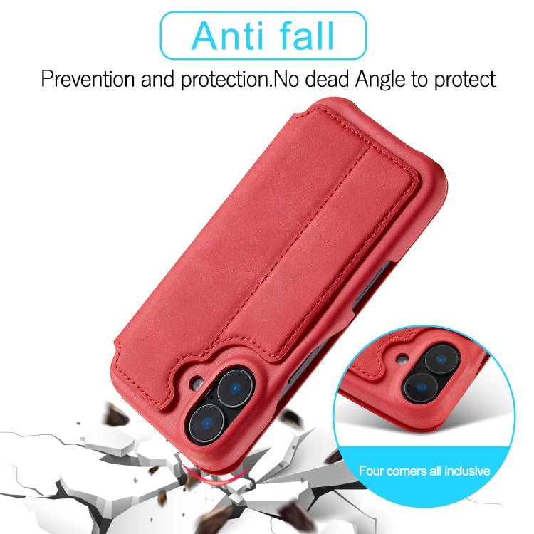 For iPhone 15 LC.IMEEKE Hon Ancient Series Flip Leather Phone Case(Red)