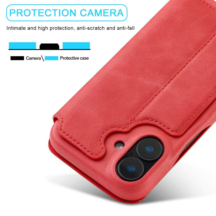 For iPhone 15 LC.IMEEKE Hon Ancient Series Flip Leather Phone Case(Red)