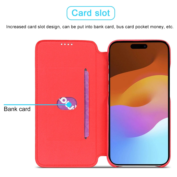 For iPhone 15 LC.IMEEKE Hon Ancient Series Flip Leather Phone Case(Red)