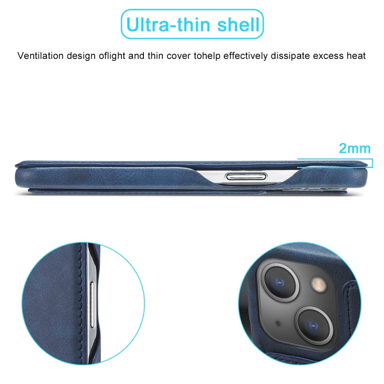 For iPhone 15 LC.IMEEKE Hon Ancient Series Flip Leather Phone Case(Blue)