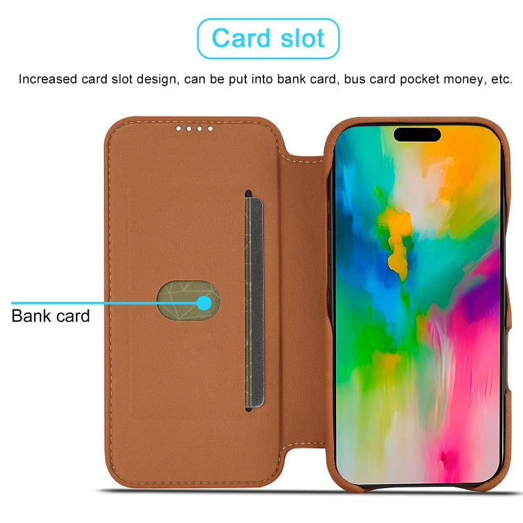 For iPhone 15 LC.IMEEKE Hon Ancient Series Flip Leather Phone Case(Brown)