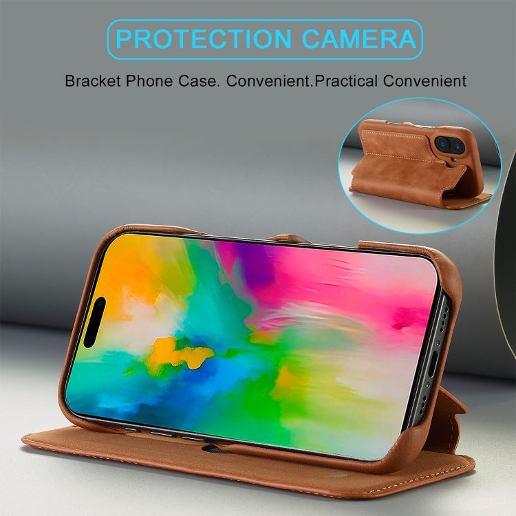 For iPhone 15 LC.IMEEKE Hon Ancient Series Flip Leather Phone Case(Brown)