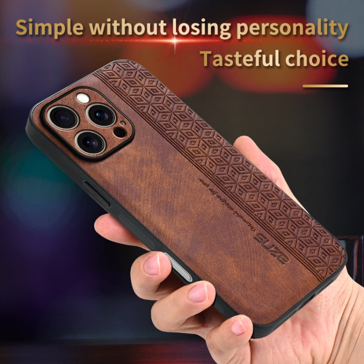 For iPhone 16 Pro Max AZNS 3D Embossed Skin Feel Phone Case(Brown)