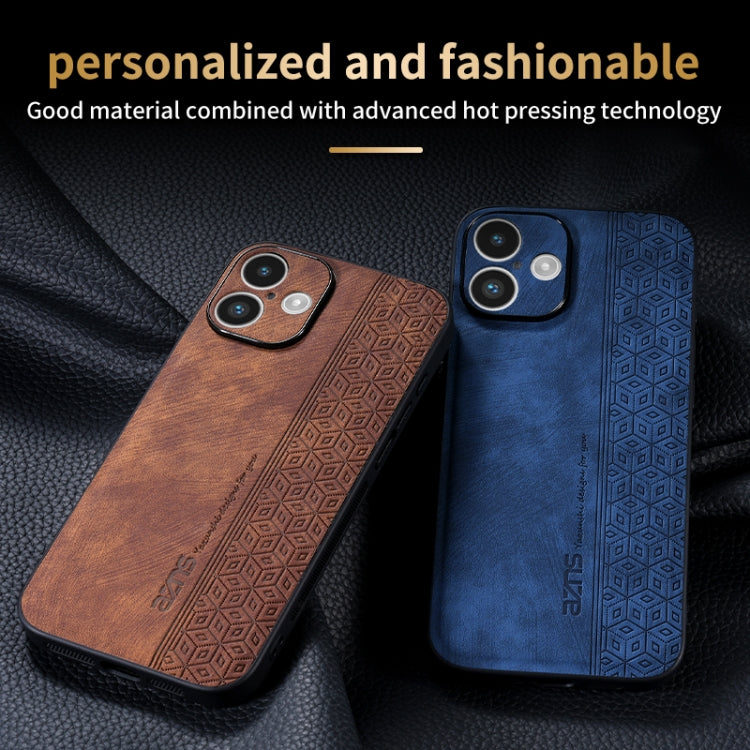 For iPhone 16 Plus AZNS 3D Embossed Skin Feel Phone Case(Sapphire Blue)