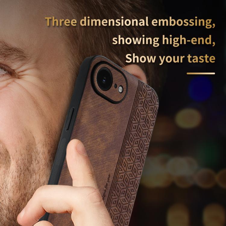 For iPhone 16e / 17e AZNS 3D Embossed Skin Feel Phone Case(Black)