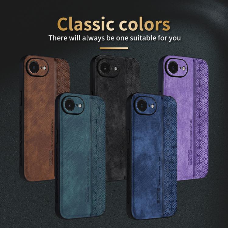 For iPhone 16e / 17e AZNS 3D Embossed Skin Feel Phone Case(Dark Green)