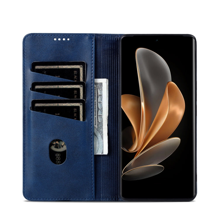 For OPPO Find X7 AZNS Magnetic Calf Texture Flip Leather Phone Case(Dark Blue)