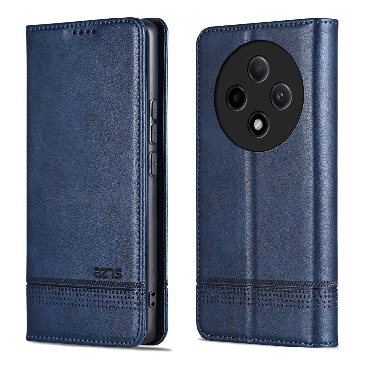 For OPPO A3 Pro 5G AZNS Magnetic Calf Texture Flip Leather Phone Case(Dark Blue)