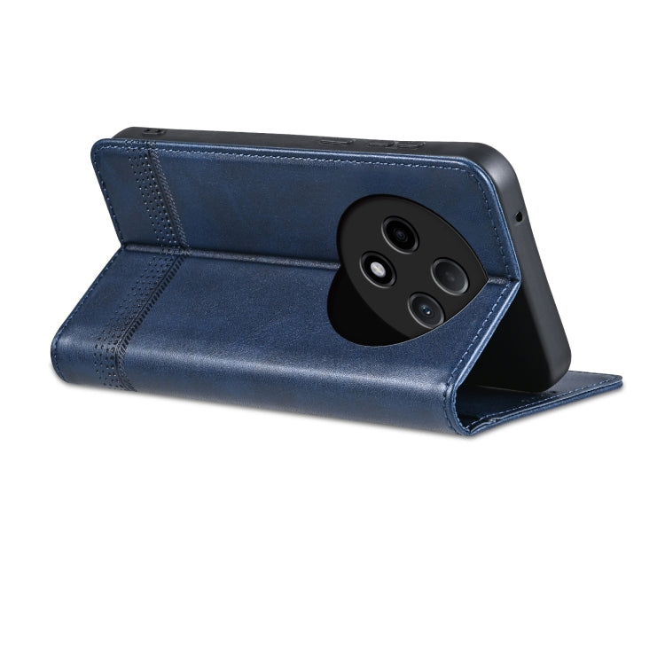 For OPPO A3 Pro 5G AZNS Magnetic Calf Texture Flip Leather Phone Case(Dark Blue)