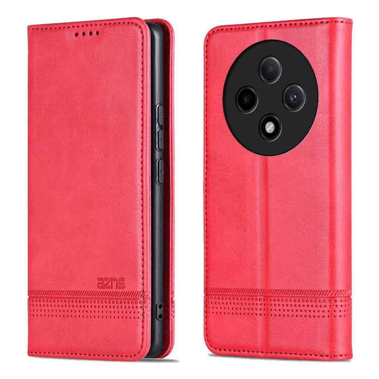 For OPPO A3 Pro 5G AZNS Magnetic Calf Texture Flip Leather Phone Case(Red)