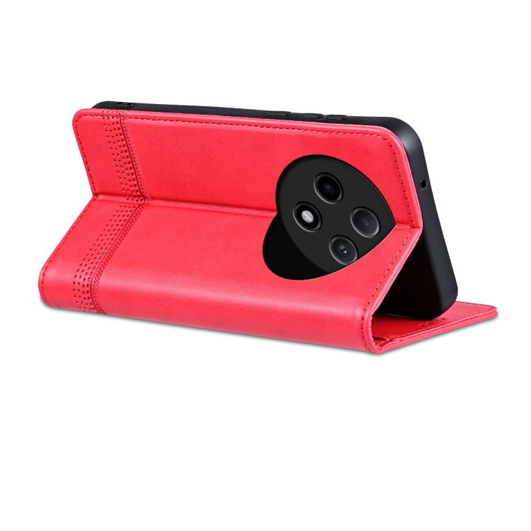 For OPPO A3 Pro 5G AZNS Magnetic Calf Texture Flip Leather Phone Case(Red)