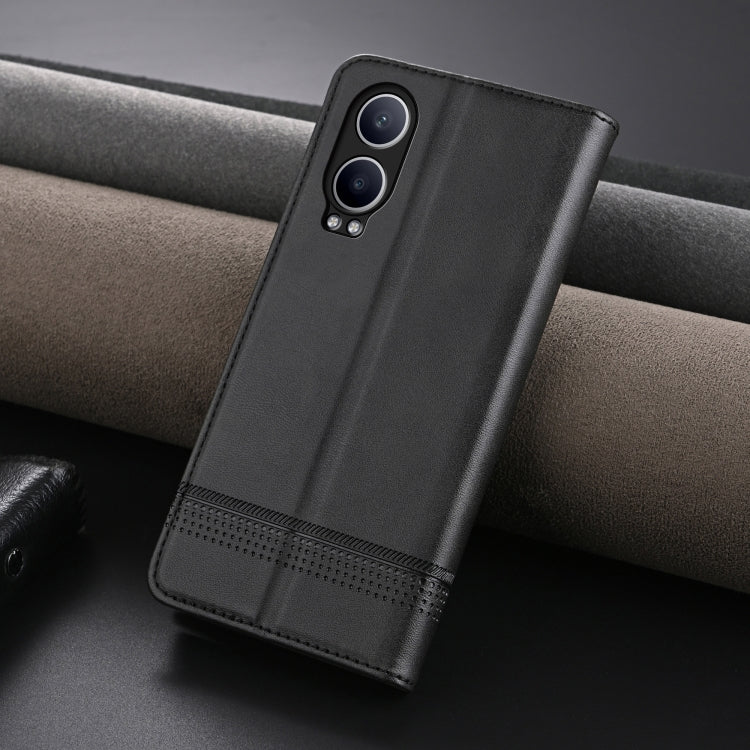 For OPPO K12x / OnePlus Nord CE4 Lite AZNS Magnetic Calf Texture Flip Leather Phone Case(Black)