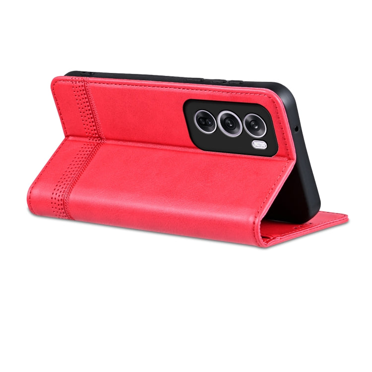 For OPPO Reno12 Pro Global AZNS Magnetic Calf Texture Flip Leather Phone Case(Red)