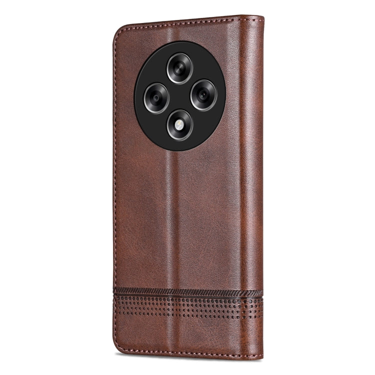 For OPPO A3 5G China AZNS Magnetic Calf Texture Flip Leather Phone Case(Dark Brown)