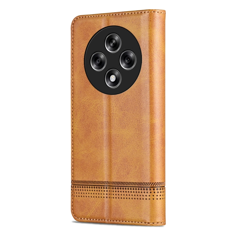 For OPPO A3 5G China AZNS Magnetic Calf Texture Flip Leather Phone Case(Light Brown)
