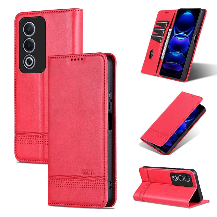 For OPPO A3 Energy / A3x 5G AZNS Magnetic Calf Texture Flip Leather Phone Case(Red)