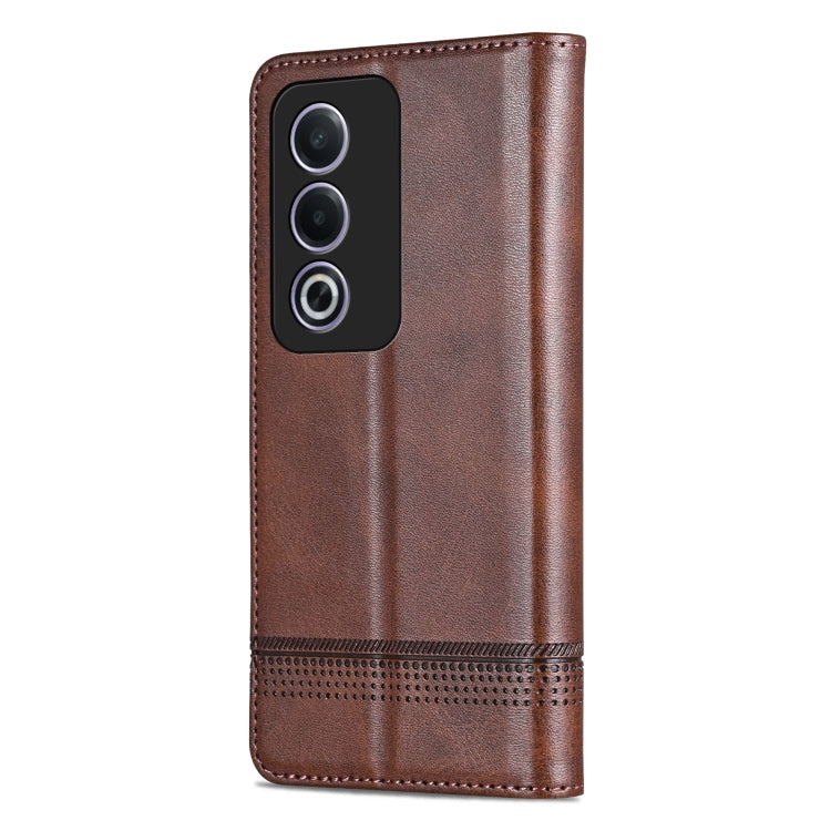 For OPPO A3 Pro 5G Global AZNS Magnetic Calf Texture Flip Leather Phone Case(Dark Brown)