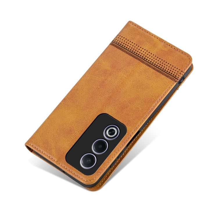 For OPPO A3 Pro 5G Global AZNS Magnetic Calf Texture Flip Leather Phone Case(Light Brown)