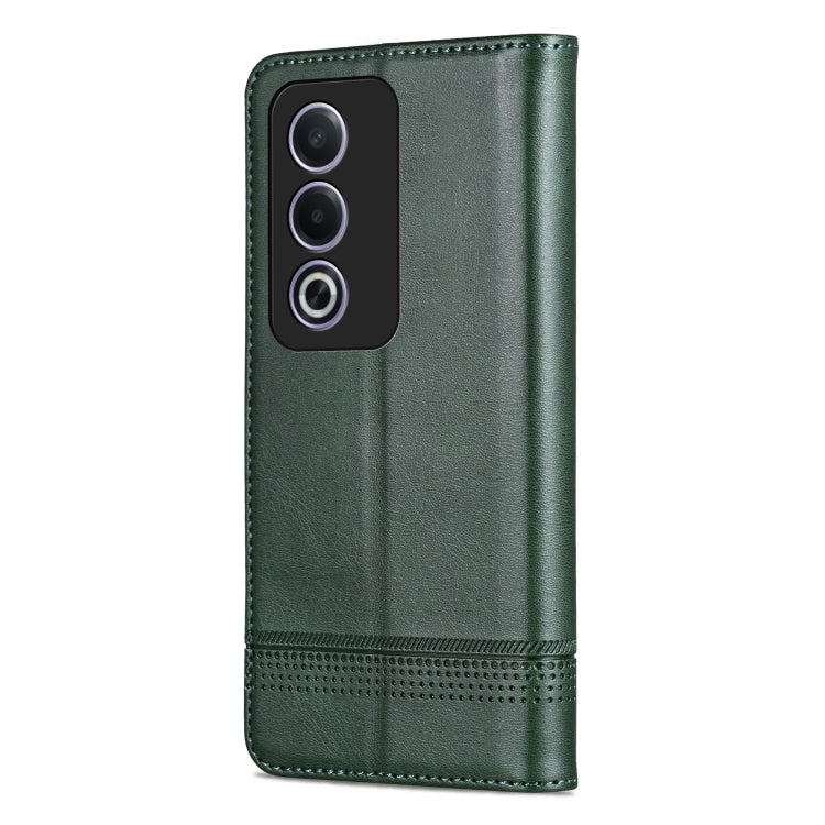 For OPPO A3 Pro 5G Global AZNS Magnetic Calf Texture Flip Leather Phone Case(Dark Green)