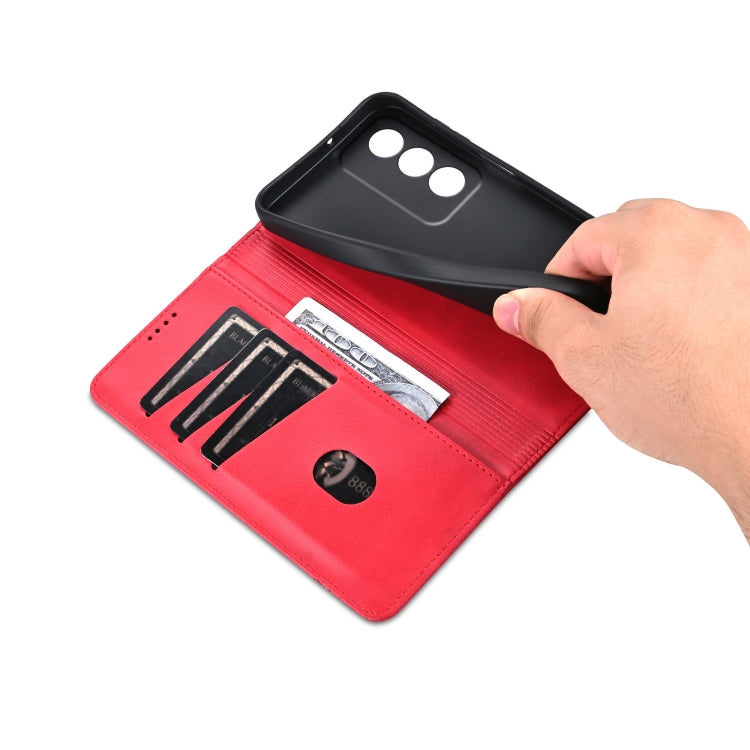 For OPPO K12x 5G Global AZNS Magnetic Calf Texture Flip Leather Phone Case(Red)