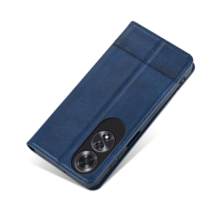For OPPO A60 4G AZNS Magnetic Calf Texture Flip Leather Phone Case(Dark Blue)