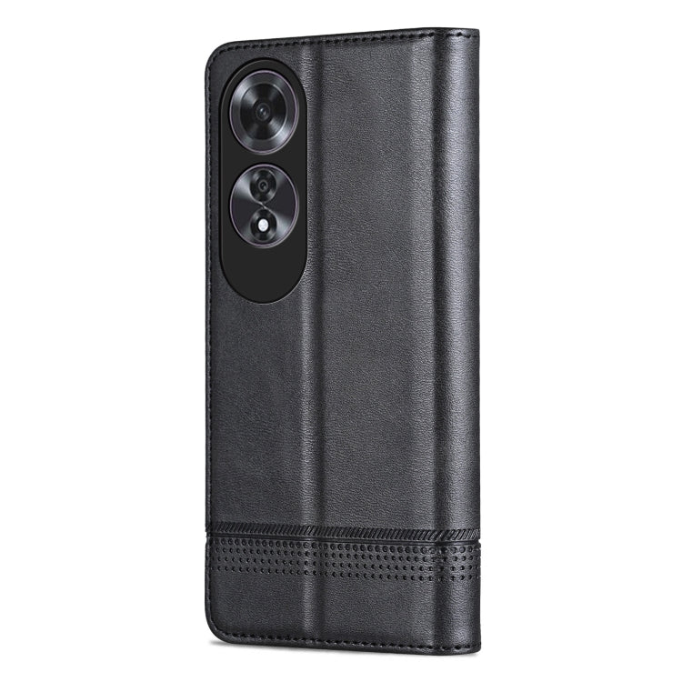 For OPPO A60 4G AZNS Magnetic Calf Texture Flip Leather Phone Case(Black)