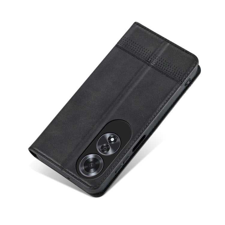 For OPPO A60 4G AZNS Magnetic Calf Texture Flip Leather Phone Case(Black)