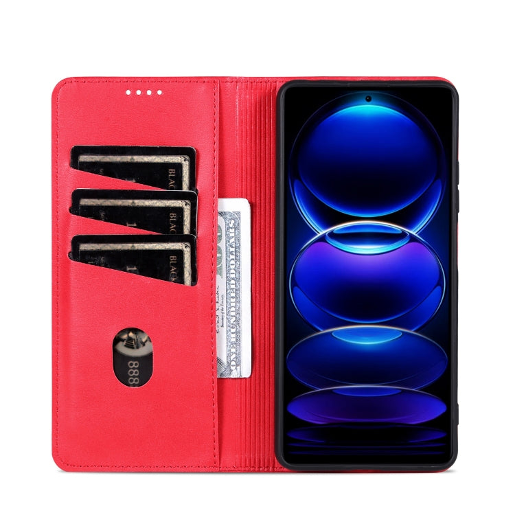For OPPO A60 4G AZNS Magnetic Calf Texture Flip Leather Phone Case(Red)