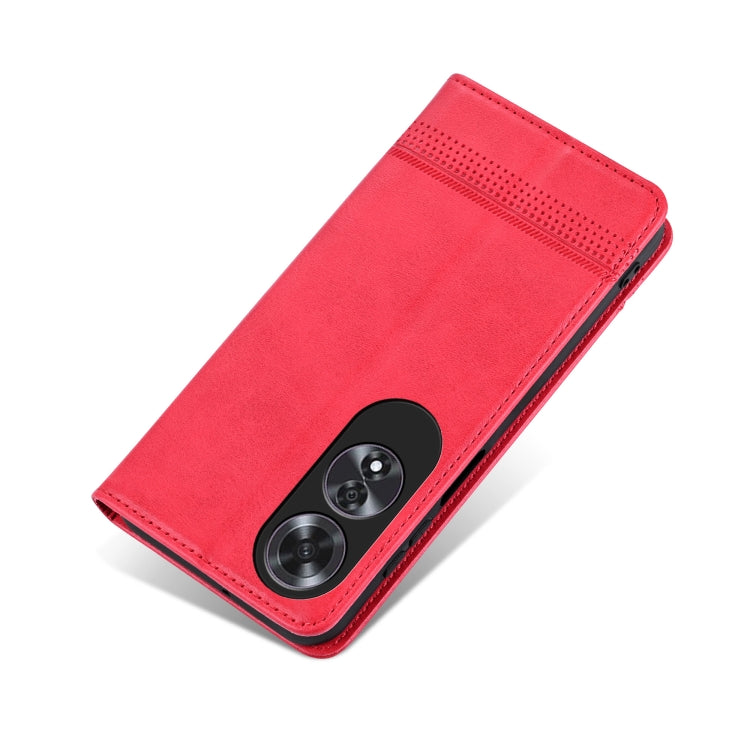 For OPPO A60 4G AZNS Magnetic Calf Texture Flip Leather Phone Case(Red)