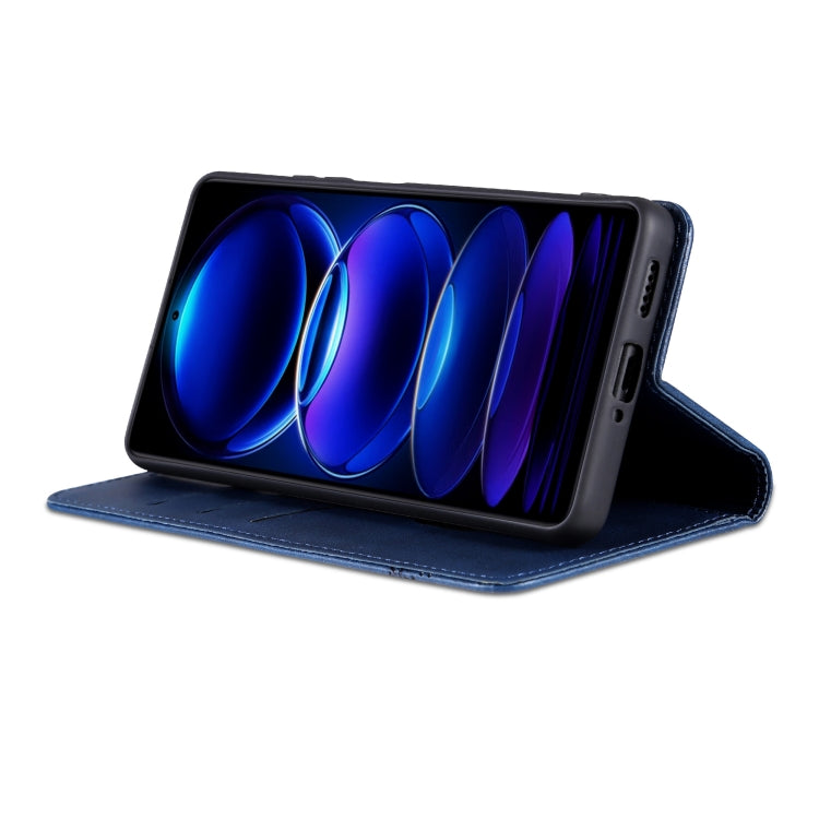 For OPPO A3x 4G AZNS Magnetic Calf Texture Flip Leather Phone Case(Dark Blue)