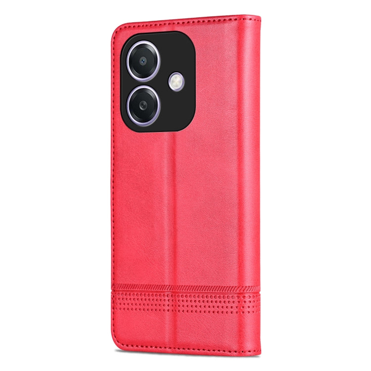 For OPPO A3x 4G AZNS Magnetic Calf Texture Flip Leather Phone Case(Red)
