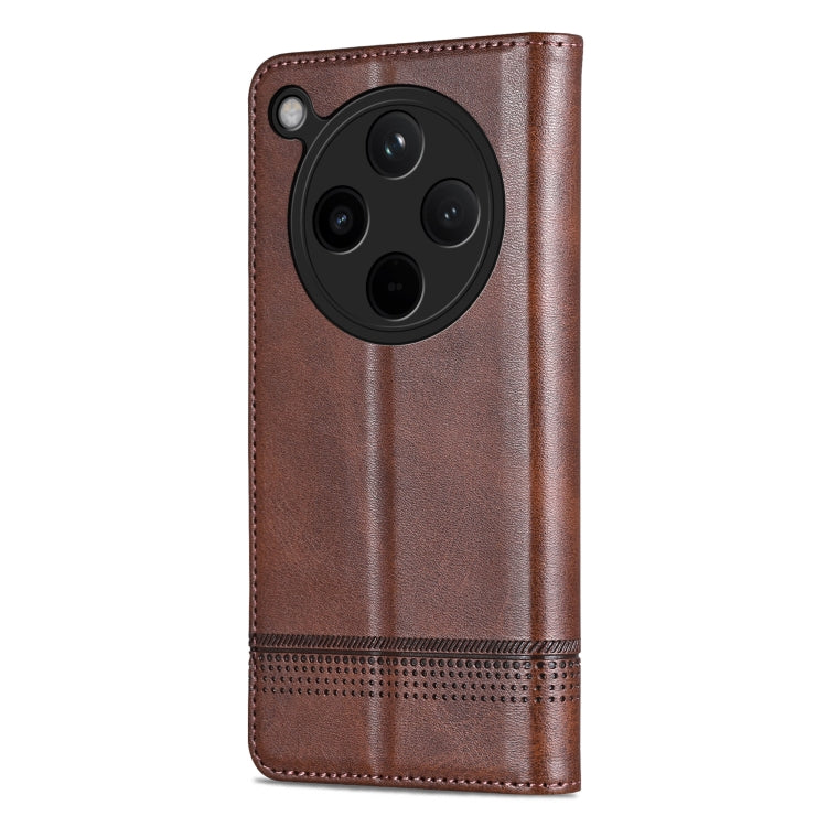 For OPPO Find X8 AZNS Magnetic Calf Texture Flip Leather Phone Case(Dark Brown)