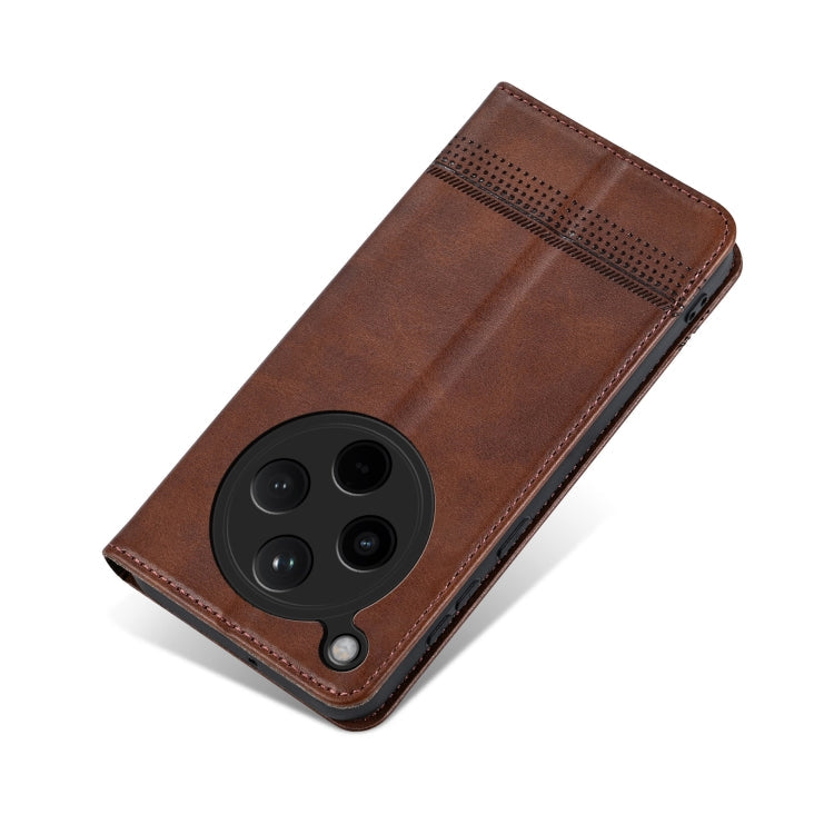 For OPPO Find X8 AZNS Magnetic Calf Texture Flip Leather Phone Case(Dark Brown)