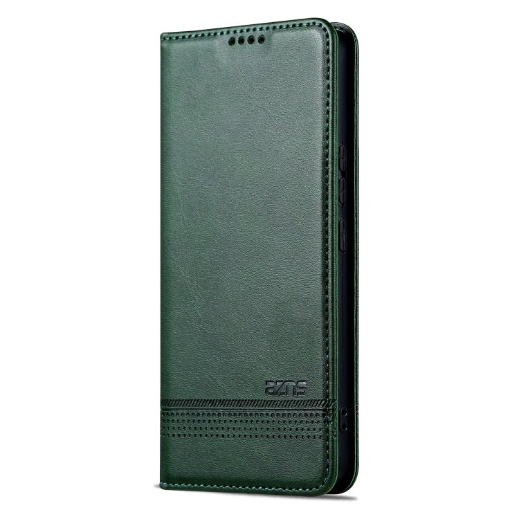 For OPPO Find X8 AZNS Magnetic Calf Texture Flip Leather Phone Case(Dark Green)