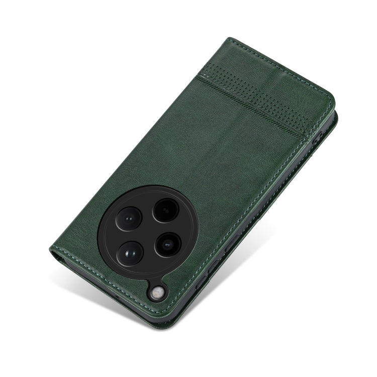 For OPPO Find X8 AZNS Magnetic Calf Texture Flip Leather Phone Case(Dark Green)