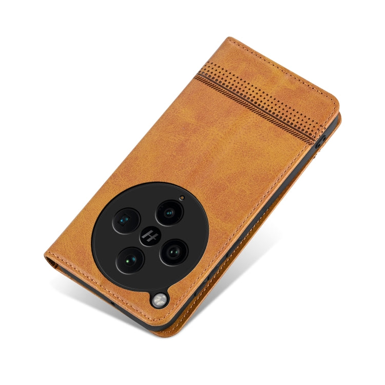 For OPPO Find X8 Pro AZNS Magnetic Calf Texture Flip Leather Phone Case(Light Brown)
