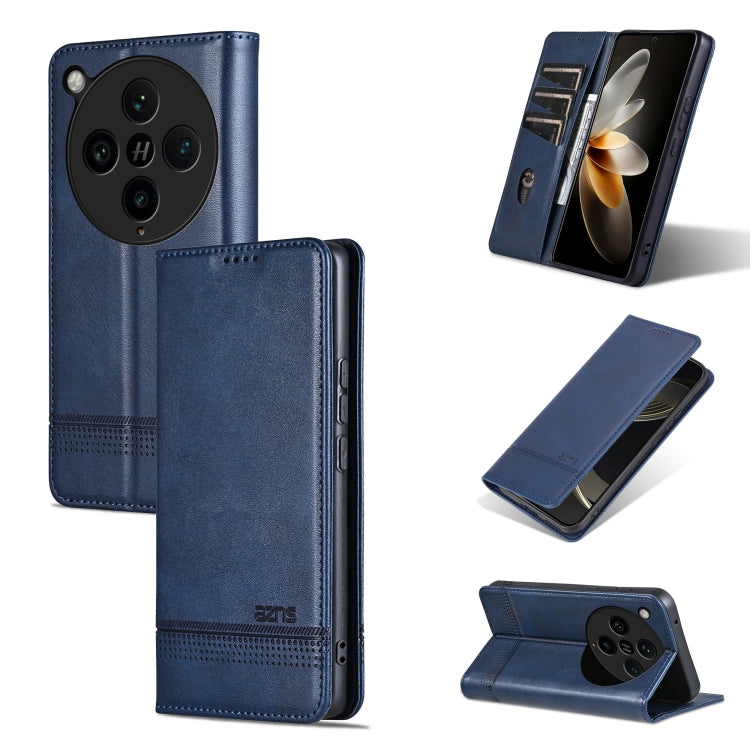 For OPPO Find X8 Pro AZNS Magnetic Calf Texture Flip Leather Phone Case(Dark Blue)
