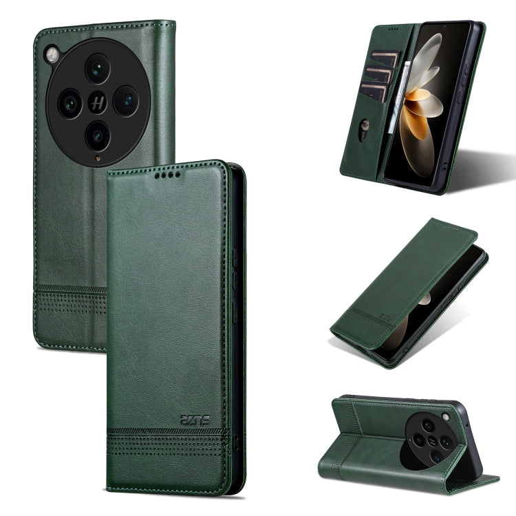 For OPPO Find X8 Pro AZNS Magnetic Calf Texture Flip Leather Phone Case(Dark Green)