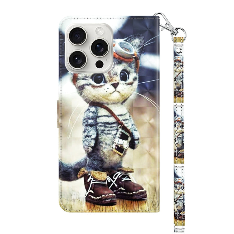 3D Painted Leather Phone Case, For iPhone 16 Pro Max, For iPhone 16 Pro