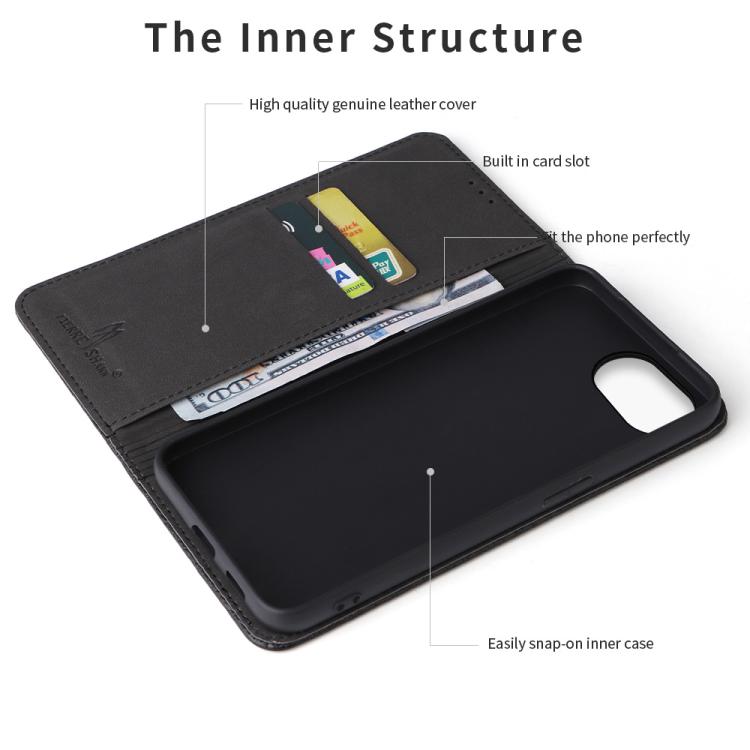 For iPhone 17e / 16e Fierre Shann Crocodile Texture Magnetic Genuine Leather Phone Case(Black)